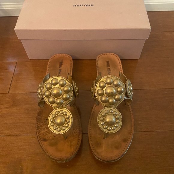 Gold Miu Miu Sandals - Picture 4 of 4